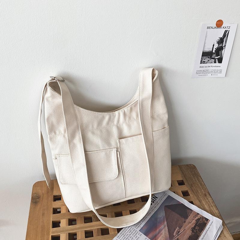 

Japanese Shoulder Bag Simple Solid Color Canvas Messenger Bags Portable Shopping Tote Student Schoolbag For Girl