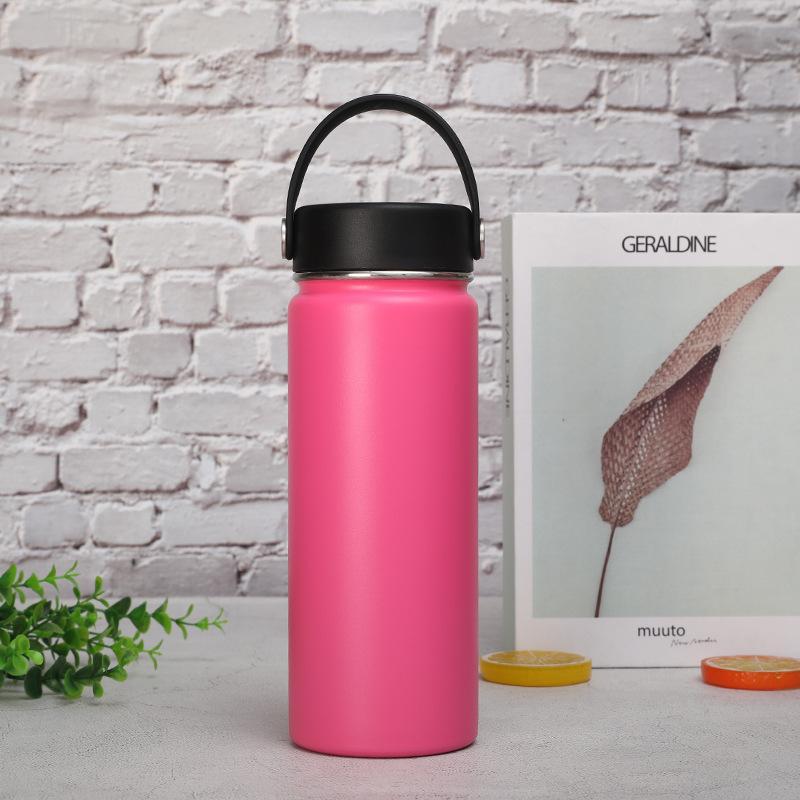 18oz Stainless Steel Space Kettle Handle Lid Thermos Bottle Outdoor Sports Kettle Double-layer Vacuum Bottle Thermos Cup
