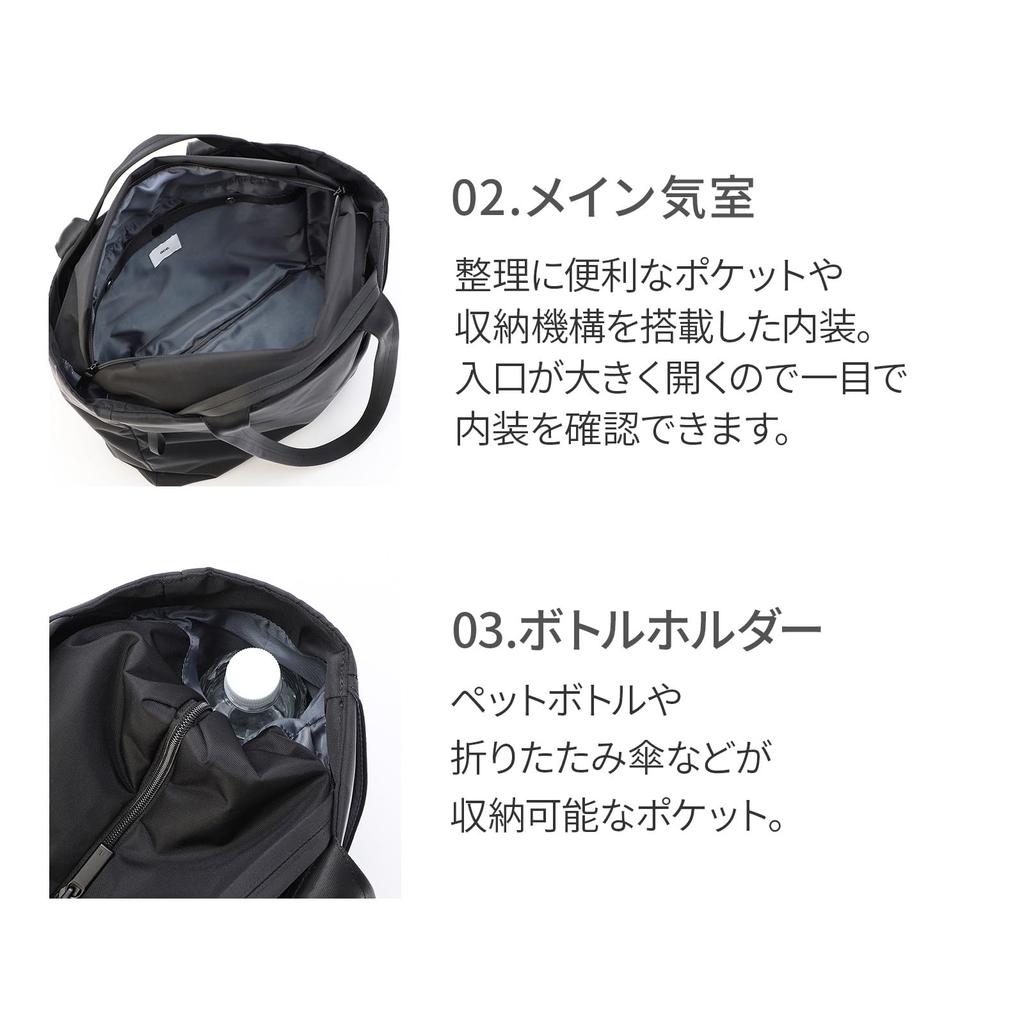 Tote Bag 19L A4 Inch 12 Pockets Multifunctional Commuting Business Trip Sephone 20411 Jet Black [Ace Gene] 13.3 2-Way