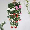 Yousheng Hanging Artificial Malus Spectabilis 11 Fork UV Resistant Realistic Fake Flower Wedding Party Indoor Outdoor Garden Wall Hanging Faux Flower