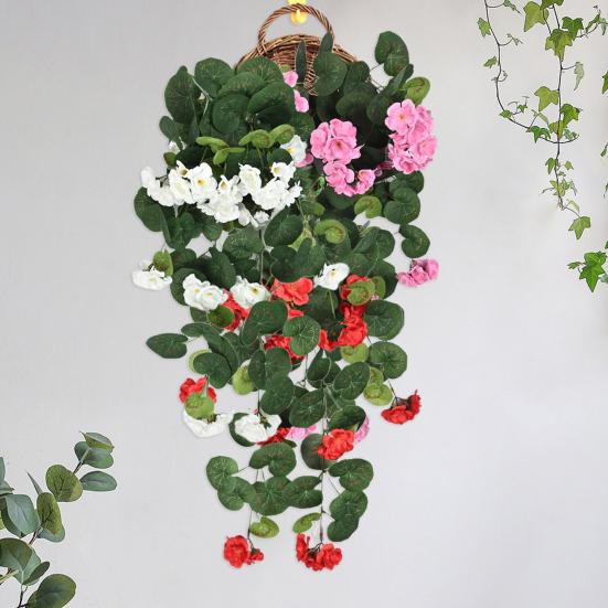 

Hanging Artificial Malus Spectabilis 11 Fork UV Resistant Realistic Fake Flower Wedding Party Indoor Outdoor Garden Wall темно-рожевого кольору