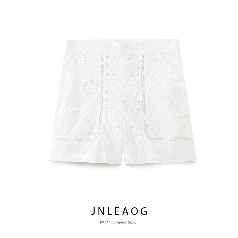 Jnleaog Autumn New Women's Clothing European, American and French Style Fashion All-Matching Stylish Cut Out Embroider Shorts Women