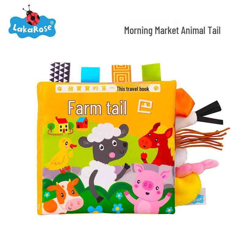 LakaRose Russian Animal Tail Crinkle Cloth Book for Baby Early Education (0-1 Years)