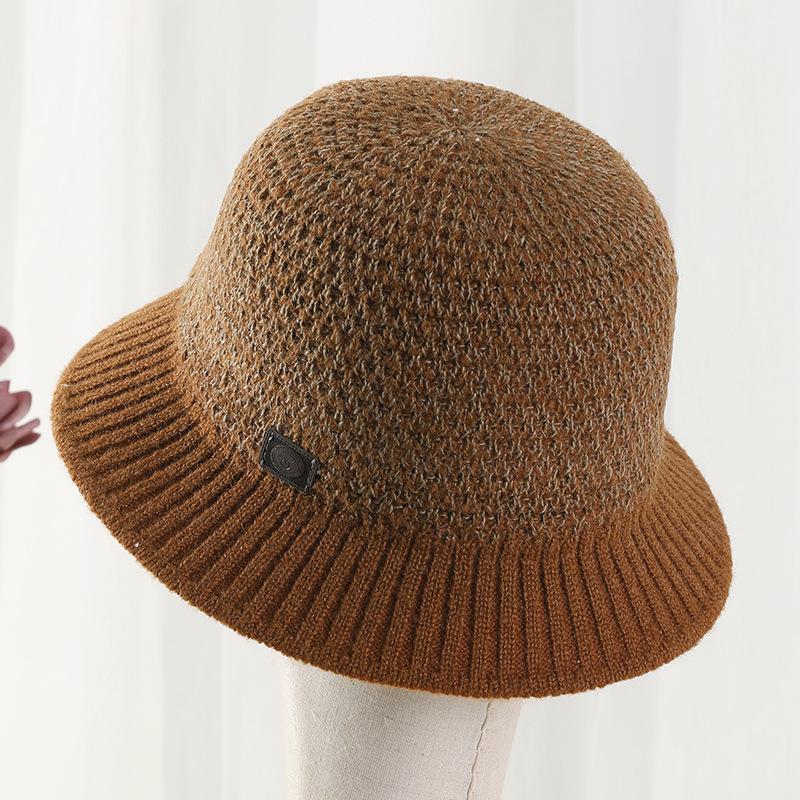 Hat Women's Autumn and Winter New Trendy Casual Versatile Knitted Wool Bucket Hat Medium and Old Small Edge Basin Hat Mother Hat