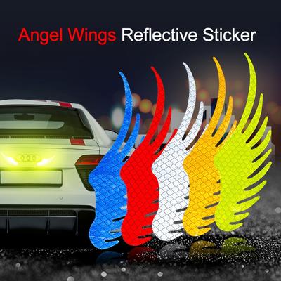 2Pair Safety Warning Reflective Car Sticker Angel Wings Reflective Warning Sign Funny Bike Decal Sticker Motorbike Reflective Sticker