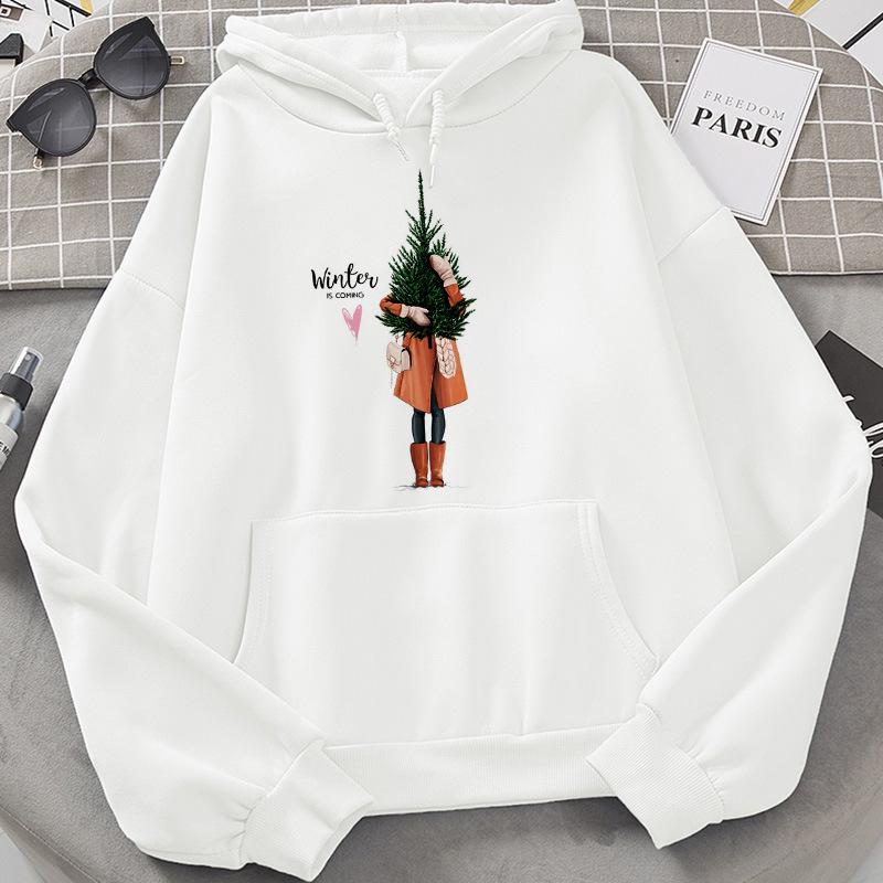 Harajuku Fleece Pullover Hoodie Christmas E Print Hoodies