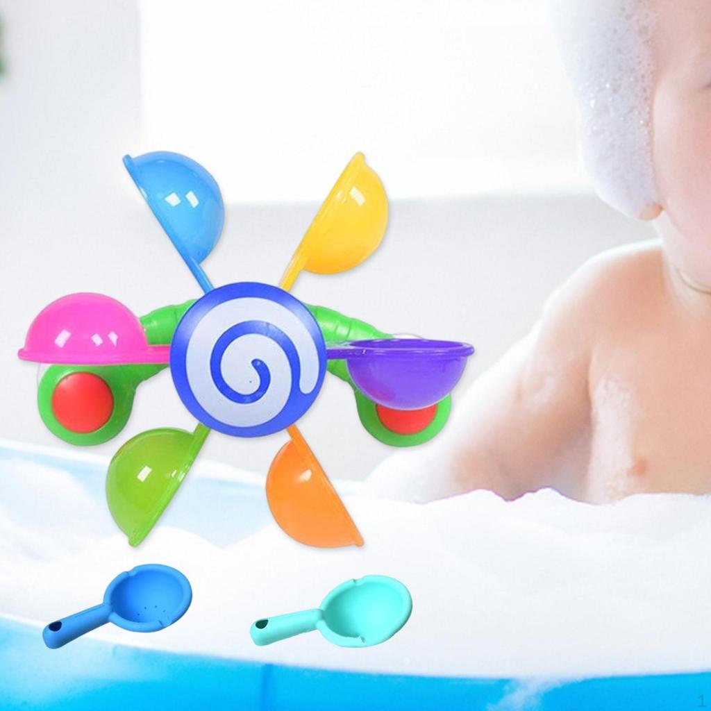 Baby Shower Windmill Toy Whirling Waterfall Rotating Colorful Waterwheel Bath Time for