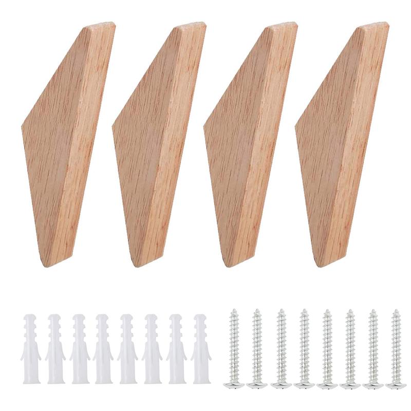 1/2/4 PCS Wooden Triangle Angle Hook Wall Mounted Coat Hooks Multi-Use for Hats&Bags Home Storage Accessory