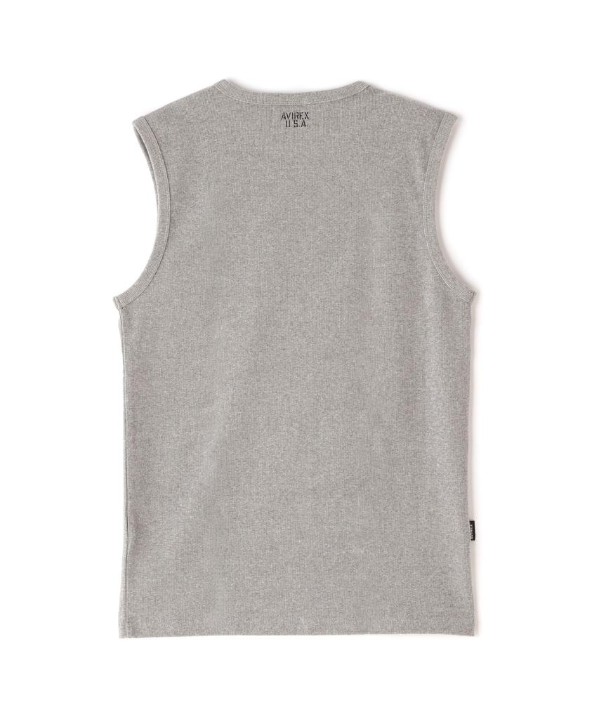 AVIREX DAILY RIB NOSLEEVE T-SHIRT men's S 020 gray 783-5935001