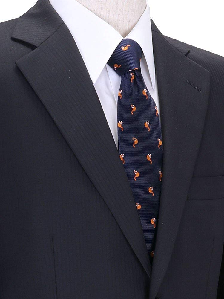Colorata Red Panda Necktie X Navy Fine Pattern Silk Jacquard Animal Gift Present [COLORATA] (145 8.5cm / / / 100% / Weave)