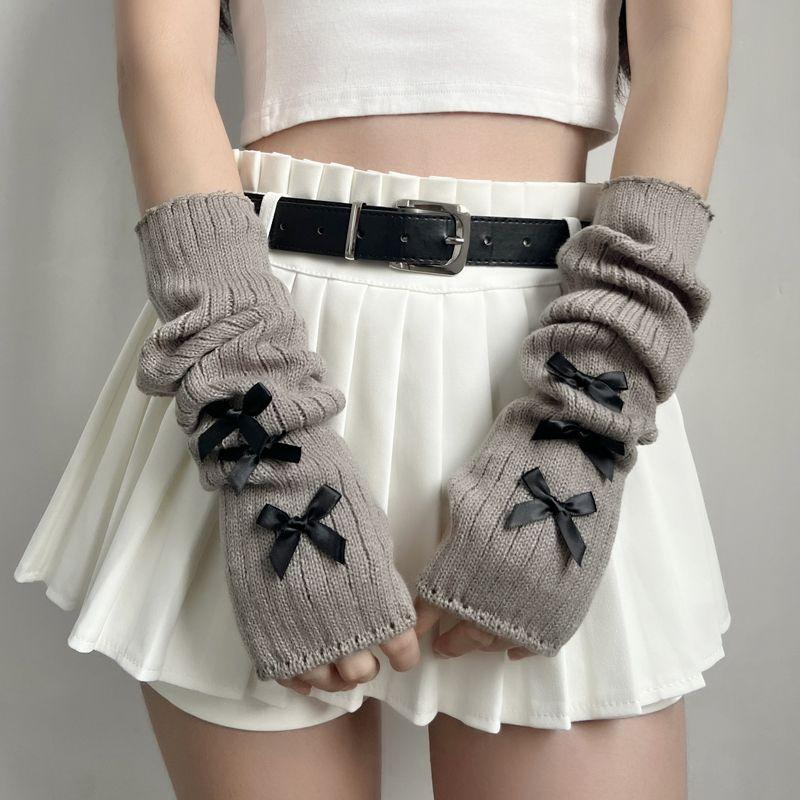 

Нарукавники Pure Desire Sweet Cute Loli Wind Taped Ribbon для молодых взрослых девушек с перчатками JK Deep apricot + black knot All yards