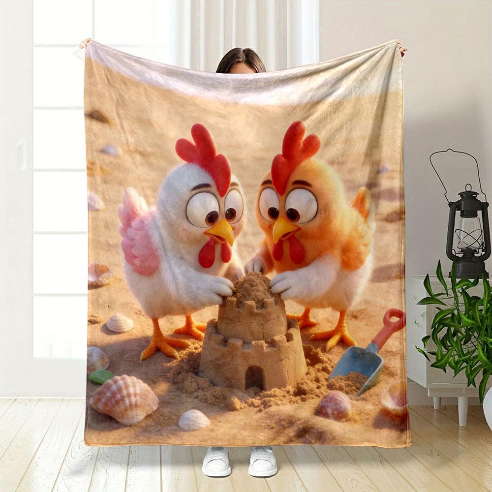 

Two Cute Little Chicks Theme Print Blanket Warm Soft Fluffy Kids and Adult Sofa Bed Throw Blanket Outdoor Travel Camping RV 75x90cm