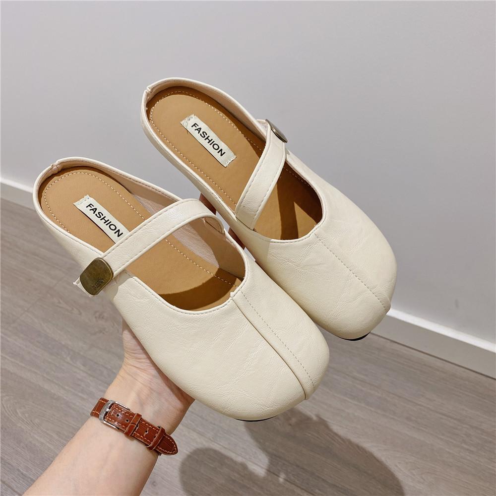 Mary Jane shoes soft sole not tired feet women's shoes bag head half slippers women's summer wear new with skirt lazy sandals