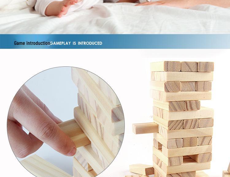 54-Piece Educational Jenga-Style Blocks for Children and Adults – Ideal for Competitive Building and Skill Development