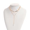 Fashion Trend Design Metal Accessories Women, Double Round Sequin Pearl Tassel Necklace