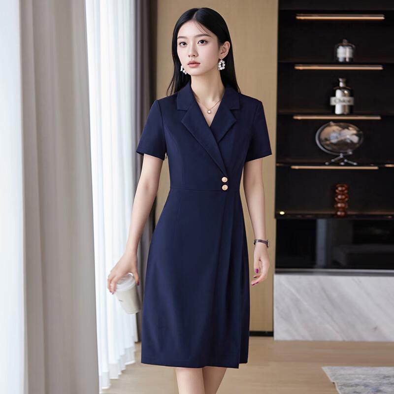 Teluoman Women's Short Sleeve Formal Suit Dress