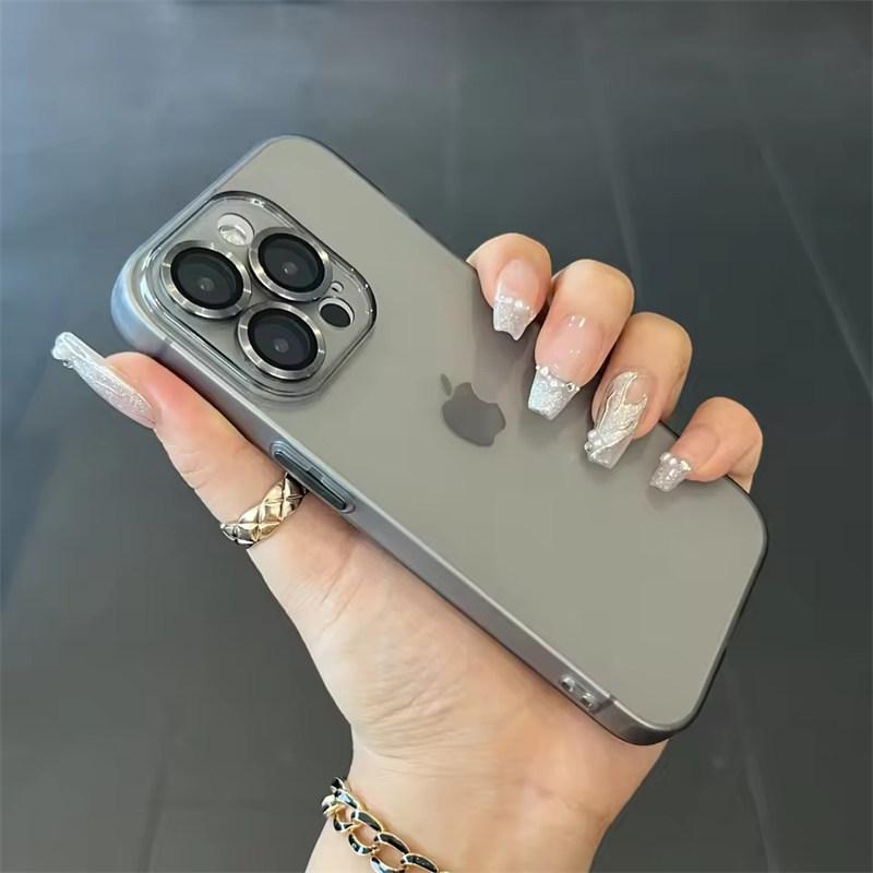 Luxury Matte Ultra Thin Soft TPU Case For iPhone 15 14  13 12 11 Pro Max Transparent Clear Metal Camera Protector Cover