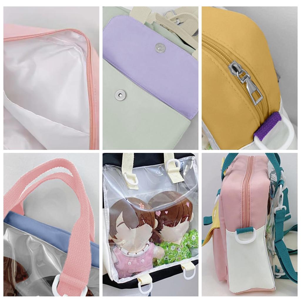 [YUYAKESHI] Ita-Bag Show Bag, Transparent One-Sided Shoulder Bag for 20-25cm Plush Toys, Large Capacity, Star Decoration, 3-Way (Black)