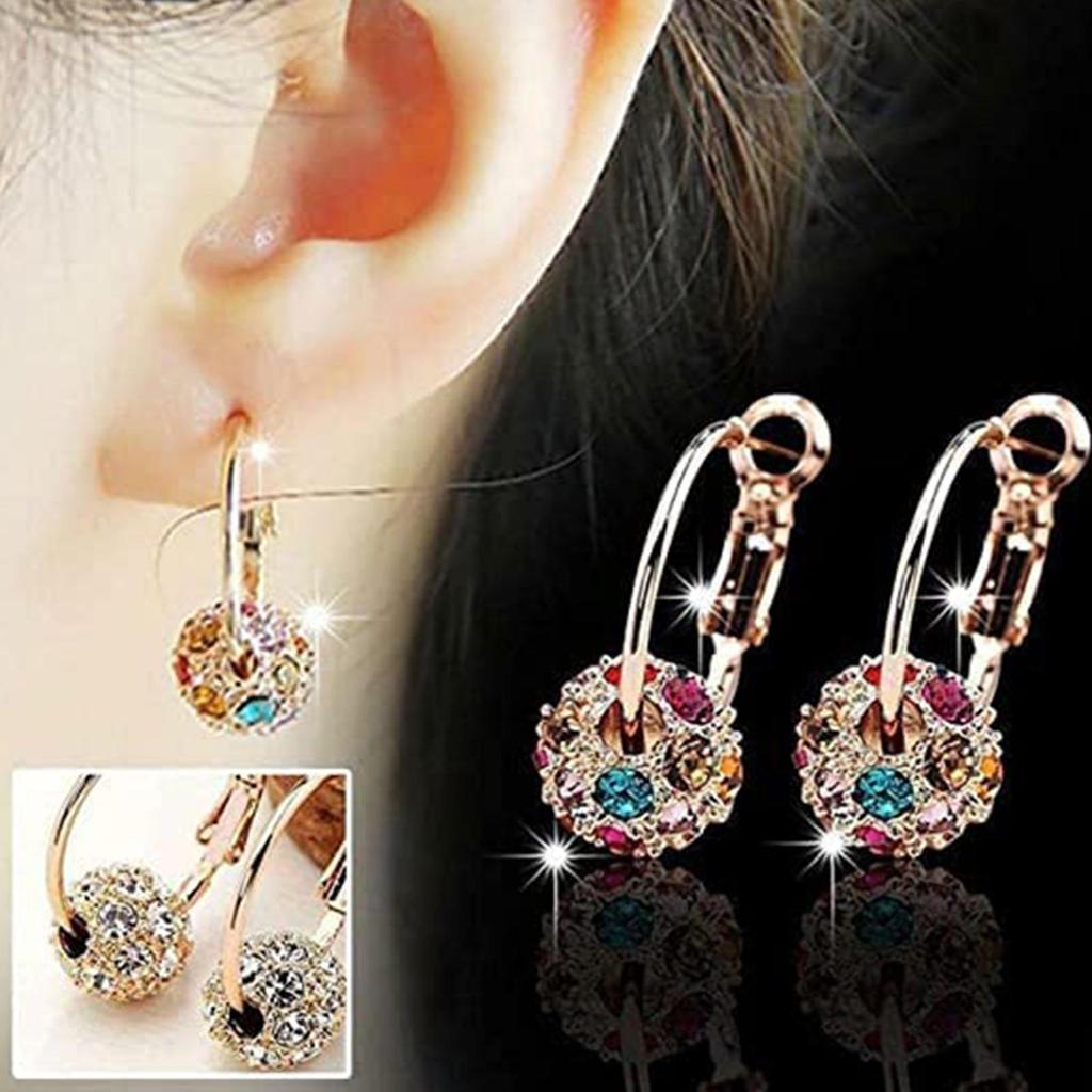 Fashion Earrings, Ear Jewelry, Colored Diamond Ball Beads Earrings, Women Ear Party Jewelry