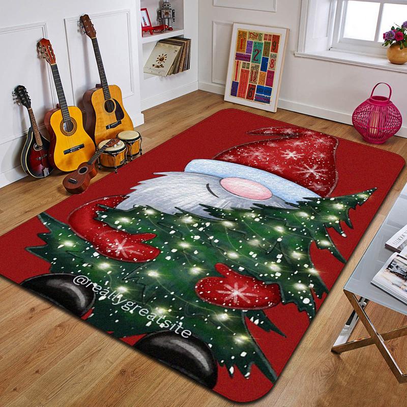 C-Christmas Dwarf Print Carpet Door Mat Living Room Bedroom Non-slip Carpet Home Decoration Floor Mat New Year Gift