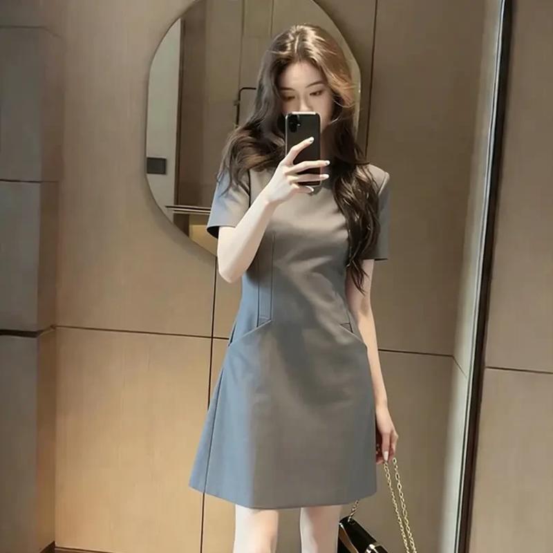 La Chapelle Women s Grey A-Line Mini Dress 3XL