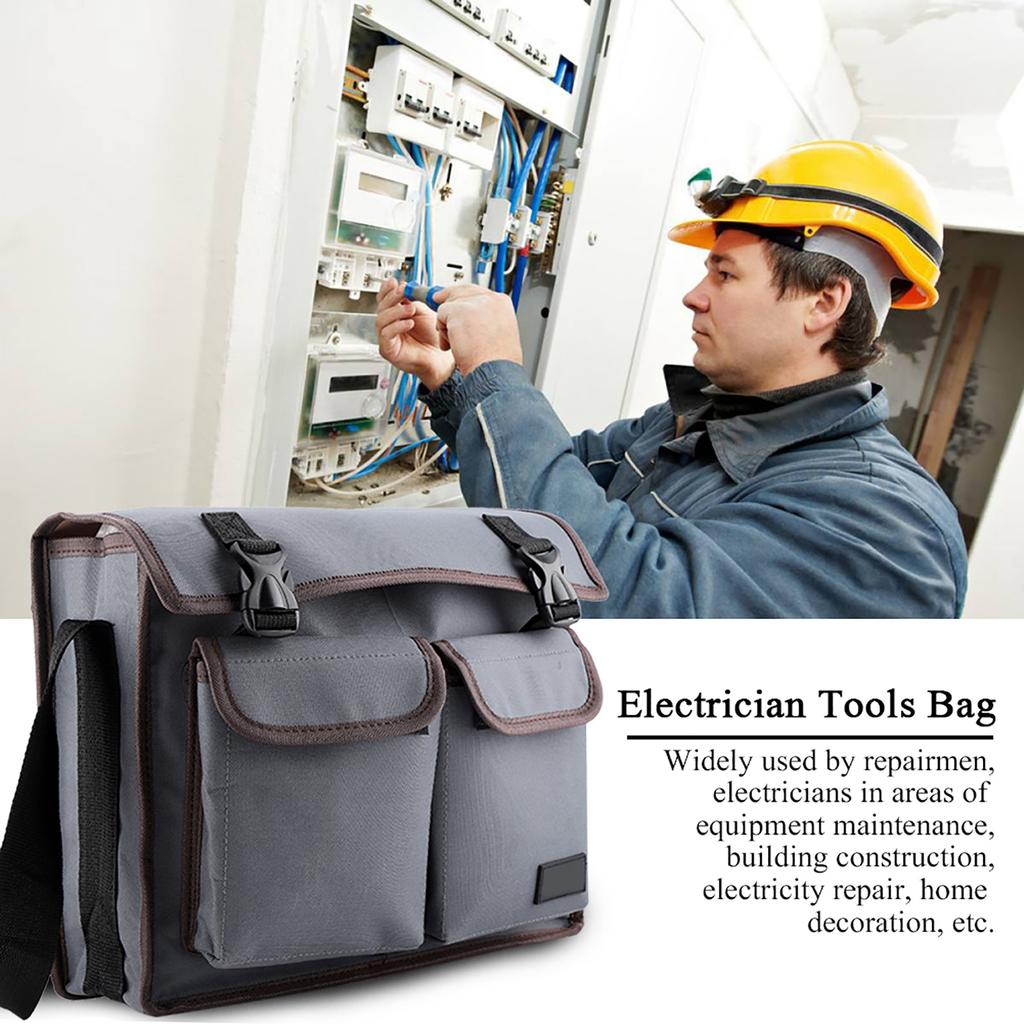 Thickened Oxford Cloth Tools Shoulder Bag Holder Organizer for Electrician Repairman (Gray)