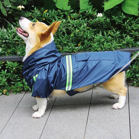 Pet Raincoat with Reflective Strip Waterproof Dog Rain Coat Jacket with Leash Hole Adjustable Hooded Dog Rain Coat for Small Medium Dogs