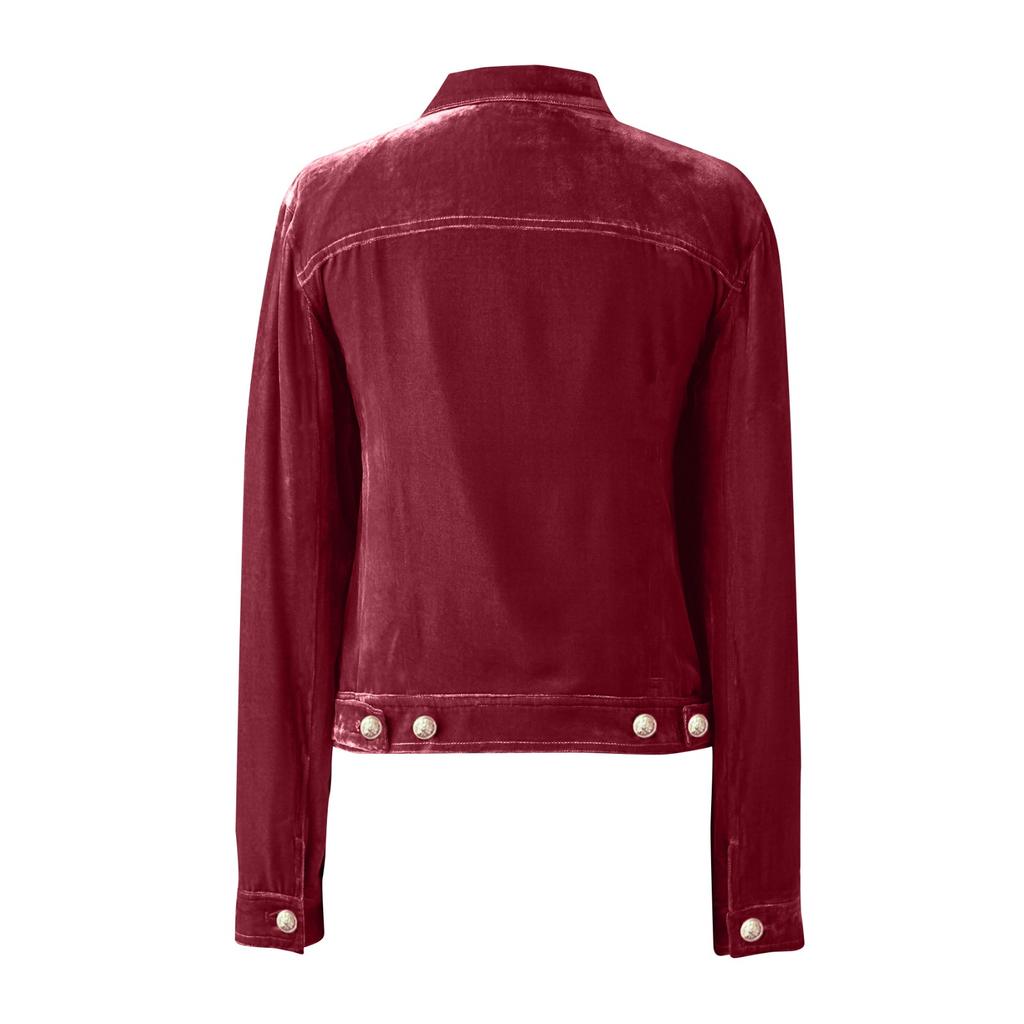 Women's Solid Color Long Sleeve Casual Long Sleeve Canary Cargo Short Jacket Jacket With Pocket