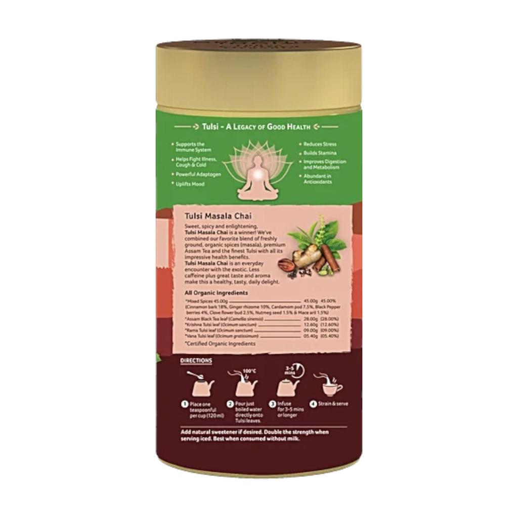 Organic India Tulsi Assam Masala Chai Powder by TATA 100 Gm Tin, Sweet Spicy Herbal Tea Blend for Daily Enjoyment