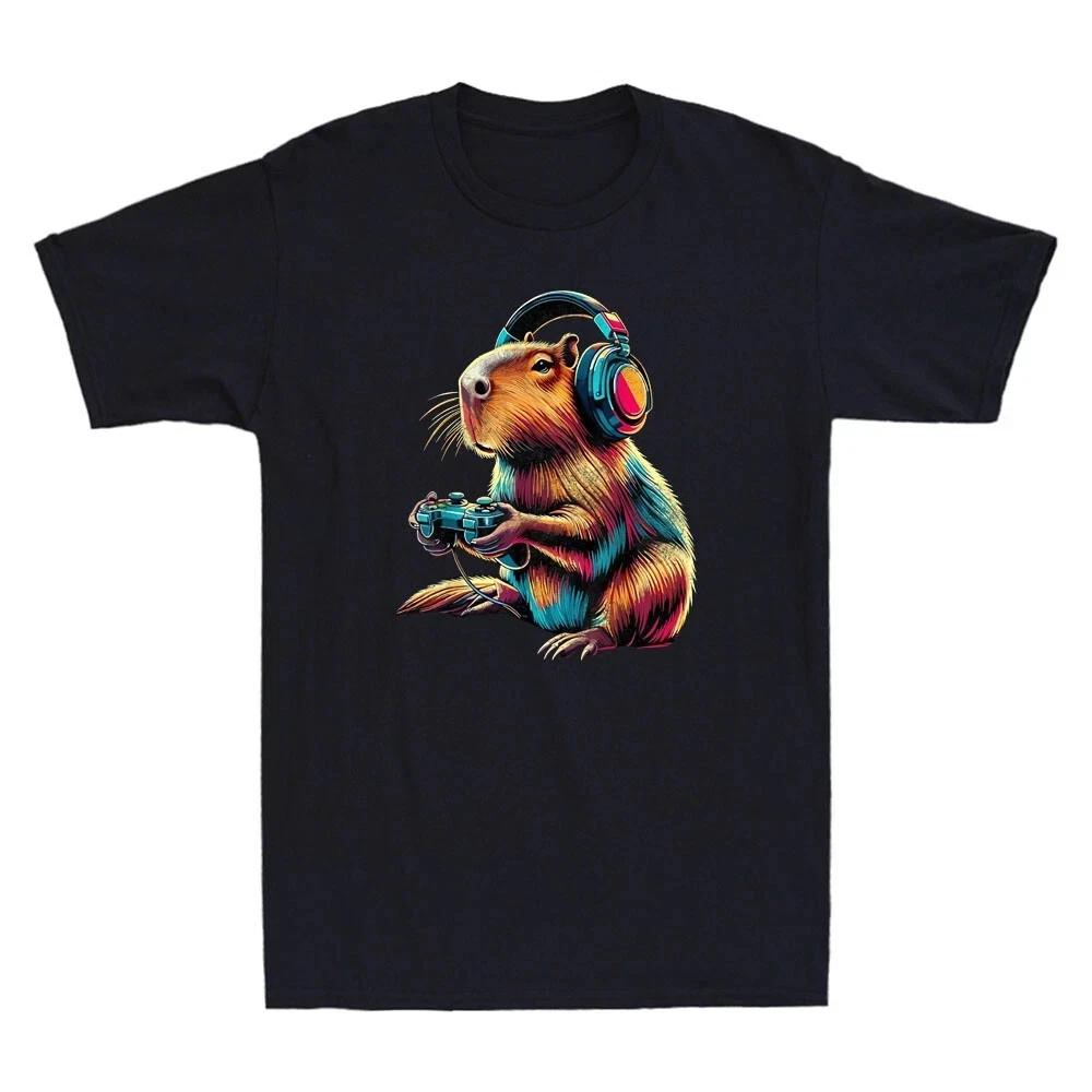 

Funny Gaming Capybara Graphic Men’s T-Shirt 2XL