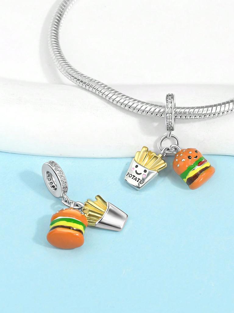 Copper Plated Original Charms Delicious Donut Cupcakes Beads Fit Bracelet Women'S Jewelry Gift