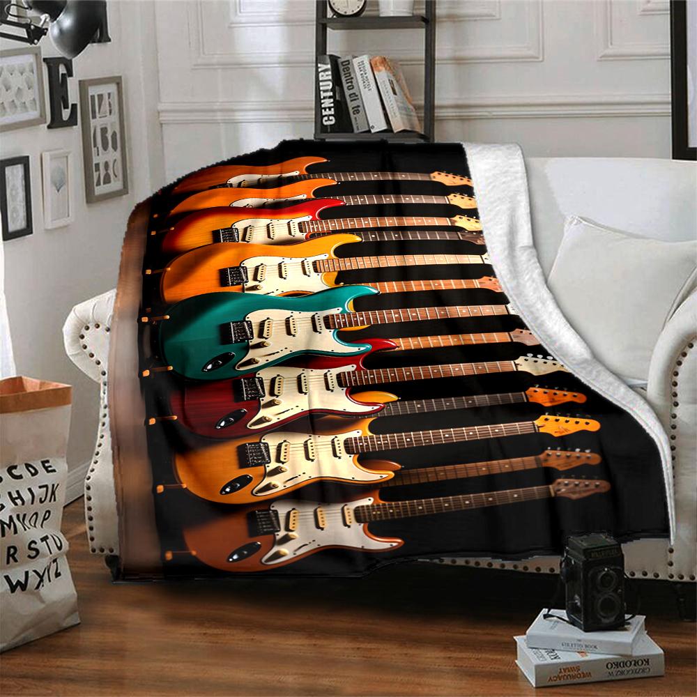 1Pc Guitar Collection Showcase Blanket Soft And Comfortable Casual Warm Camping Travel Christmas Halloween Xmas Gift M928493