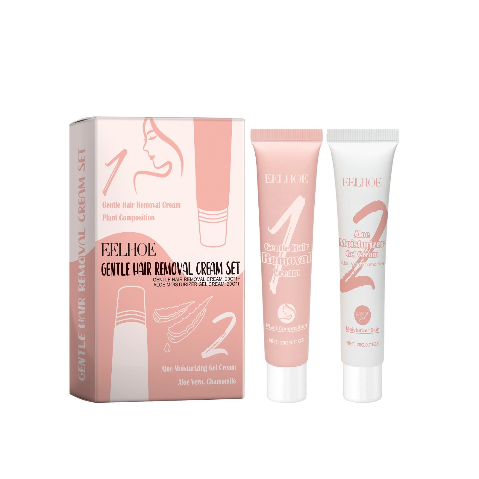 

EELHOE Нежный увлажняющий набор для удаления волос (20г 20г), Нежная эпиляция для губ и рук мужчин и женщин, безболезненная и здоровая эпиляция