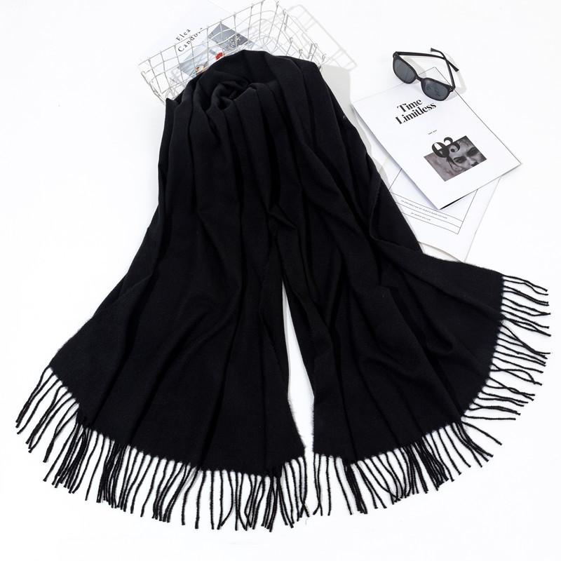 Autumn And Winter New Women'S Cashmere Scarf Solid Color Imitation Cashmere Pulling Scarf Thick Embroidery Cashmere Shawl