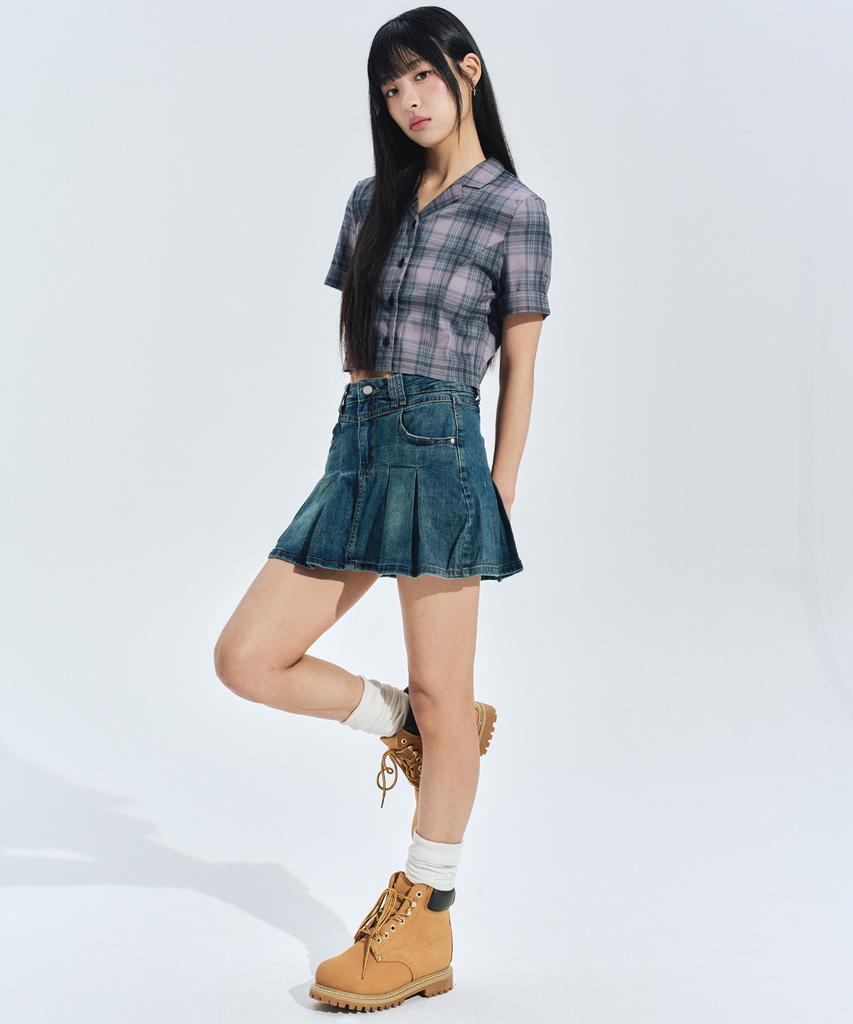 ZEROPLANET Teen Crop Shirt [Check]