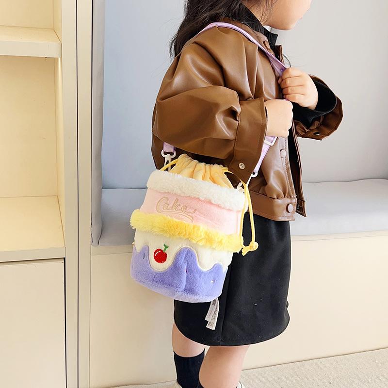 Cute cake plush bag creative storage bag girl change mobile phone bag children