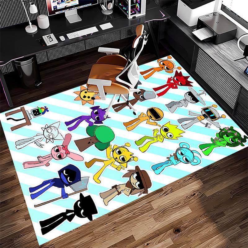 1pc Sprunki9 Print Area Rug - Soft, Washable Non-Slip Indoor Mat for Office Chairs, Living Room, Home Office Decorative Rug