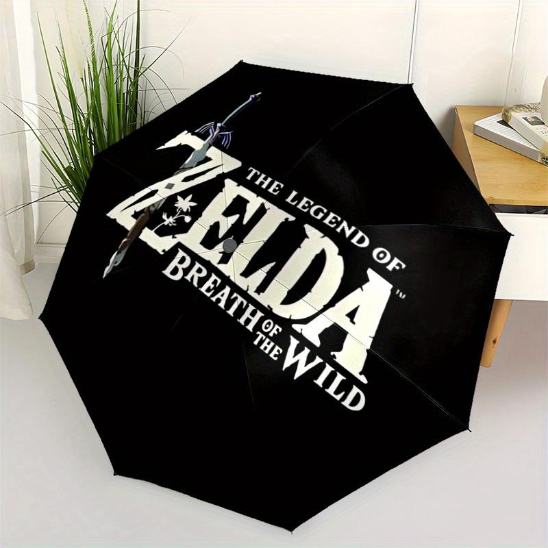 Zelda Breath Legend of Zelda Automatic Folding Umbrella with Sturdy Iron Frame, Portable Compact Travel Umbrella All-Season Use Parties 0807035
