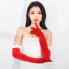 Elastic Christmas Gloves Plush Etiquette Mittens Red/Black Velvet Long Gloves  Wedding