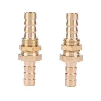2 Pcs Hose Barb Brass Bulkhead Pipe Fitting Coupler Connector Adapter (10mm)
