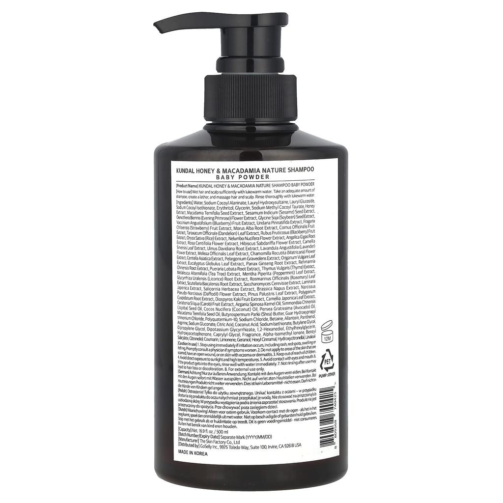 Honey & Macadamia, Shampoo, Baby Powder, 500Ml(16.90Fl Oz)