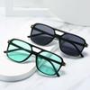 Finished Square Frame Pilot Sunglasses Vintage Double Beam Driving Fishing Adult Sun Eyeglasses Unisex Women Men UV400 Goggles