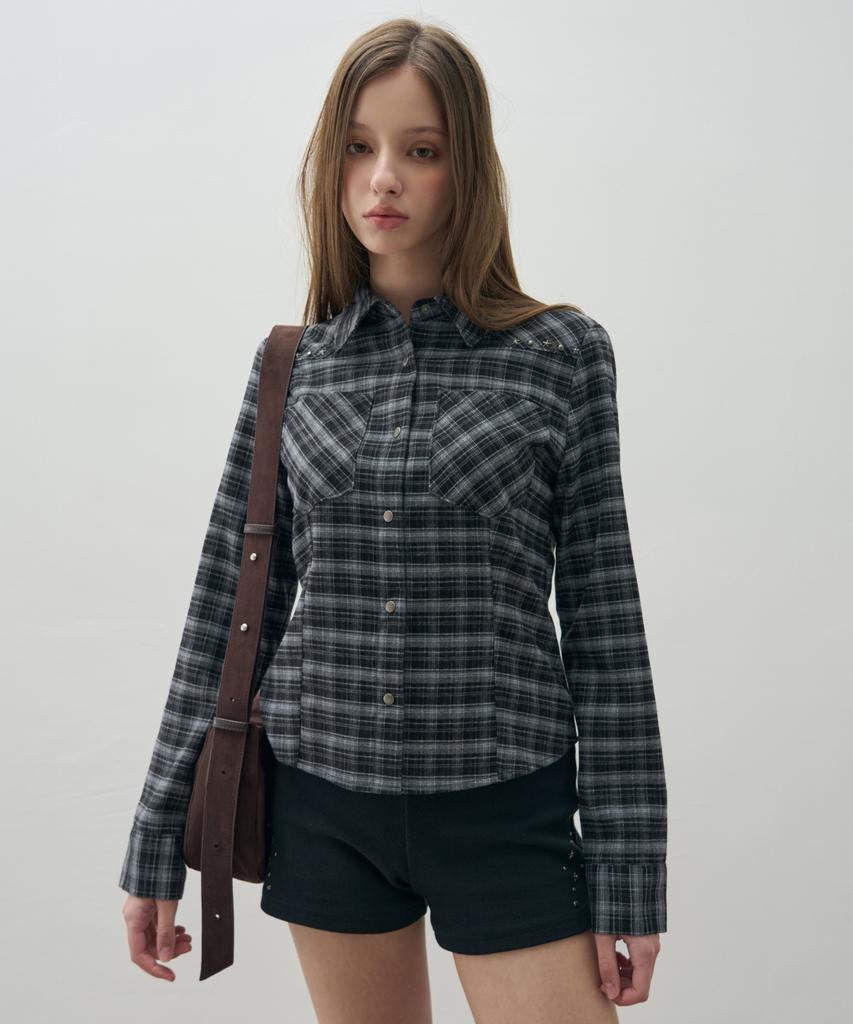 Ledeoli Check Western Slim Shirt [Black]