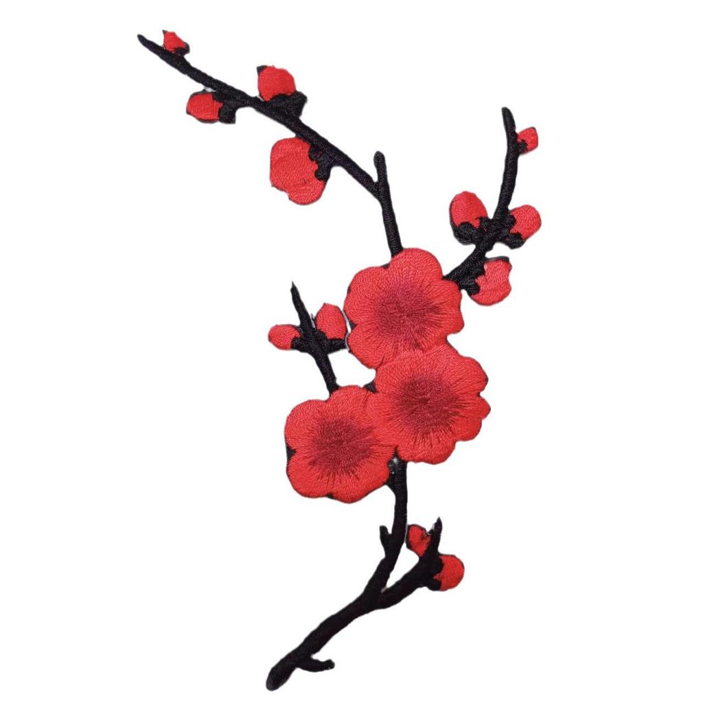 Plum Blossom Velcro Embroidered Patch for DIY Clothing & Accessories