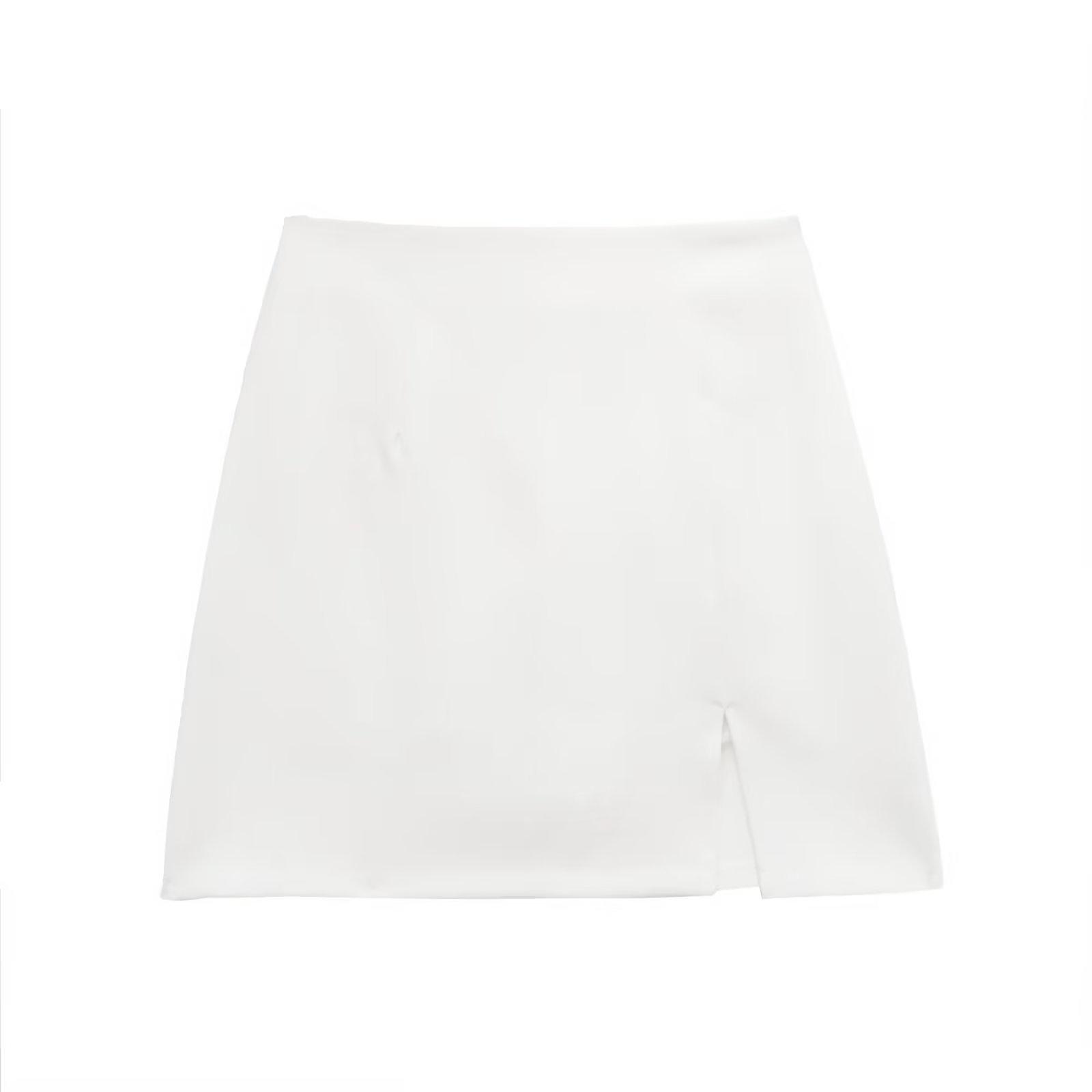 

Женский многоцветный скорт с разрезом по подолу и высокой посадкой, осень 2023 S белый