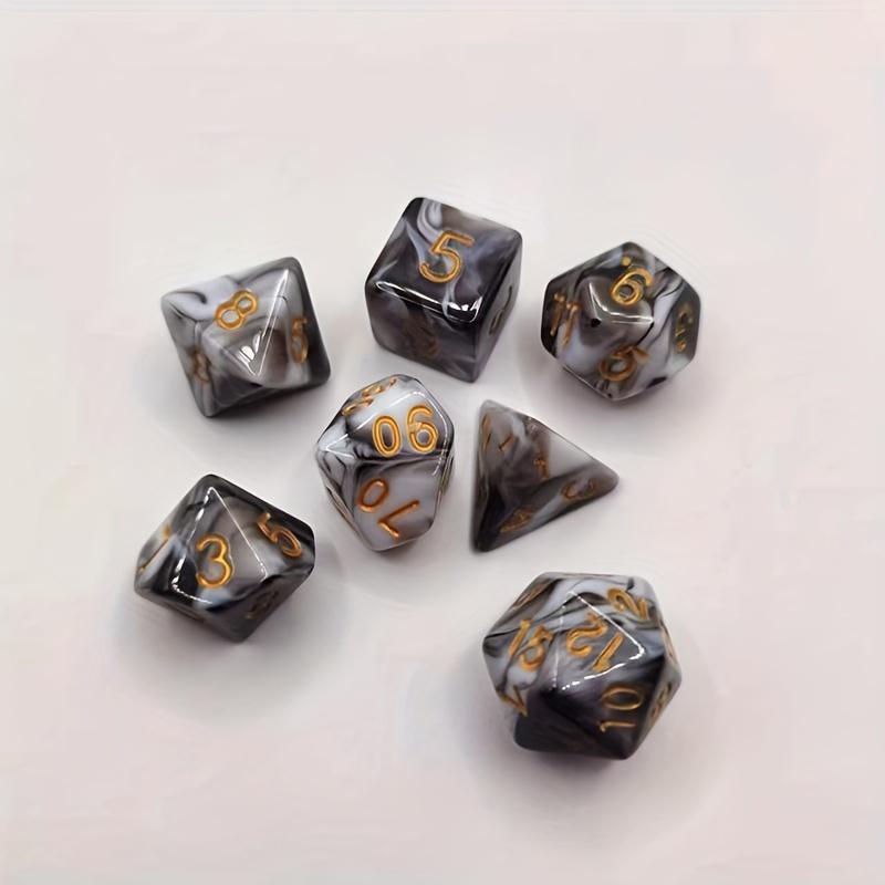 Multi Sided Digital Dice Set with Leather Cup 7 Dice Two Color Red Velvet Silent Board Game Accessories