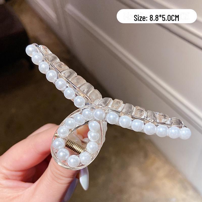 Versatile Milk Coffee Hair Clip: Large, Simple Shark Design for Women