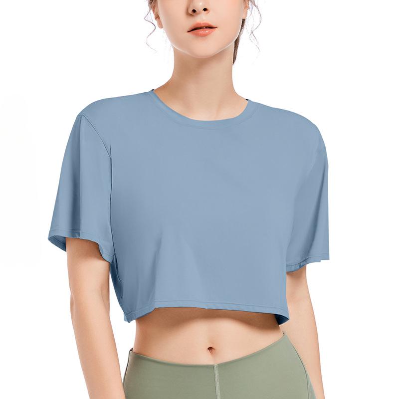 Women's Summer Cool Feeling Yoga Short Sleeve Quick Dry Casual Loose Fitness Outdoor Running Sports T-shirt