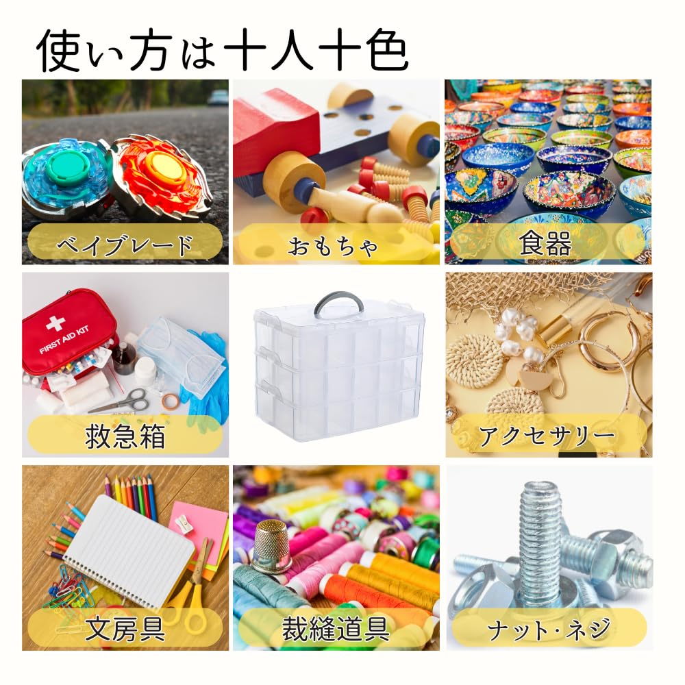 Senfuu Beyblade Case, Storage Box for Beyblades and Miscellaneous Goods, with Handle, Portable, Semi-Transparent, Holds 30 Blades, White