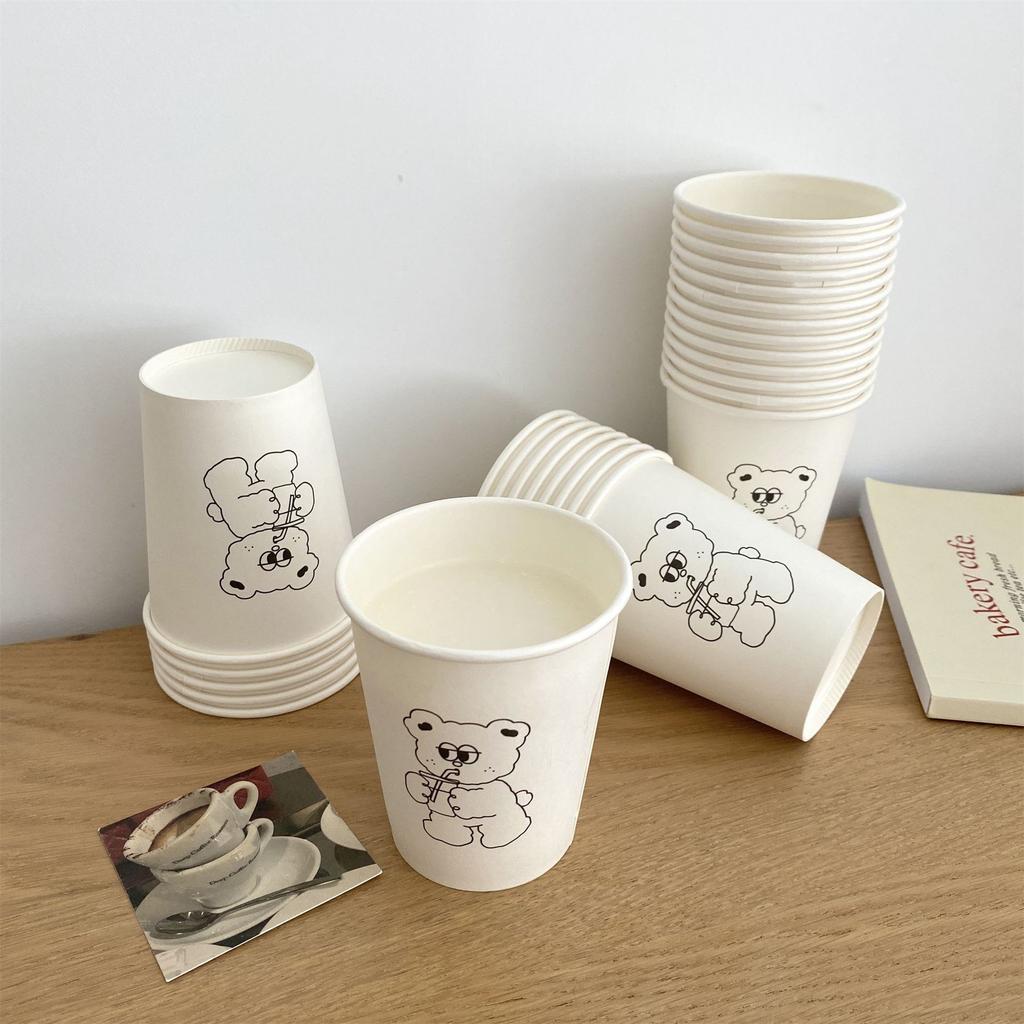 Bear-shaped Paper Cups, Minimalist Coffee Cups, Water Cups, Household Use, Thickened Version, Office Use, Disposable Tea Cups